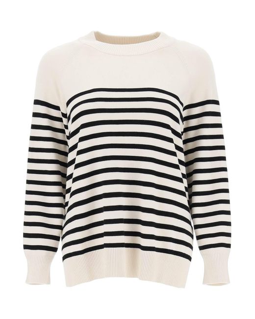Weekend by Maxmara White Pepato Sweater With Nautical Stripes
