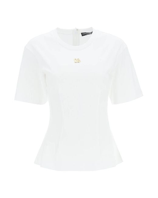 Dolce & Gabbana Logo Bustier T-shirt in White