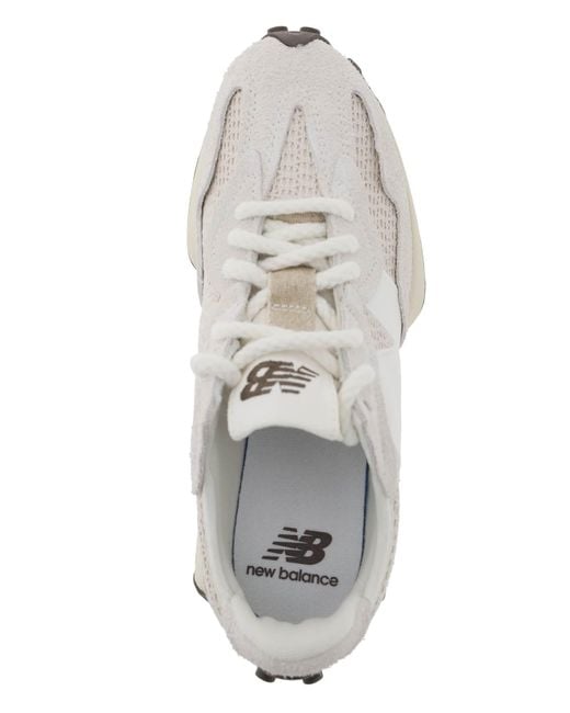 New Balance White Suede And Rope 327 Sneakers In Leather