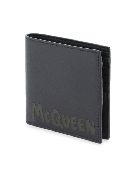 Alexander McQueen Black Graffiti Bi-fold Wallet for men