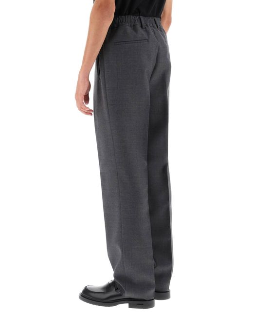 Fendi Gray Single Pleat Merino Wool Trousers for men