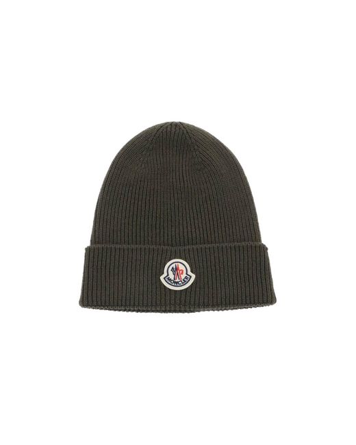 Moncler Black Tricot Beanie Hat for men