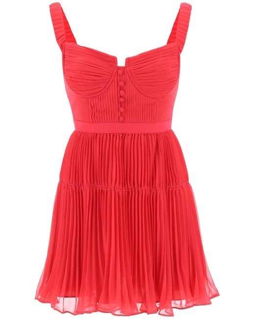 Fuchsia pleated chiffon midi dress sale