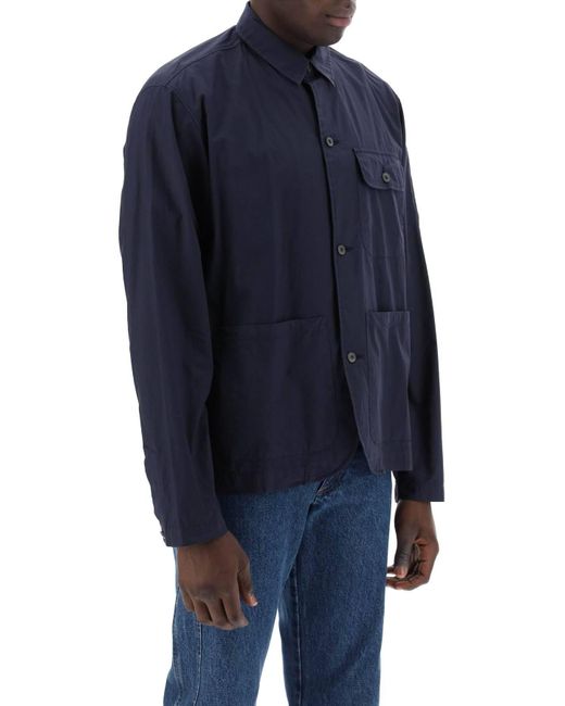 C P Company Blue Cotton Poplin Goggle Overshirt for men