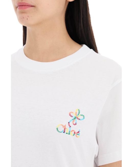 Chloé White Chloe' Embroidered Logo T-Shirt With