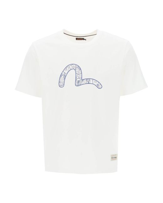 Evisu White Graffiti Daruma Print T-shirt for men