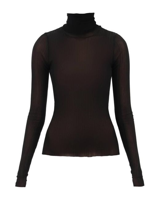 Givenchy Black Turtleneck Sweater In Transparent Knit