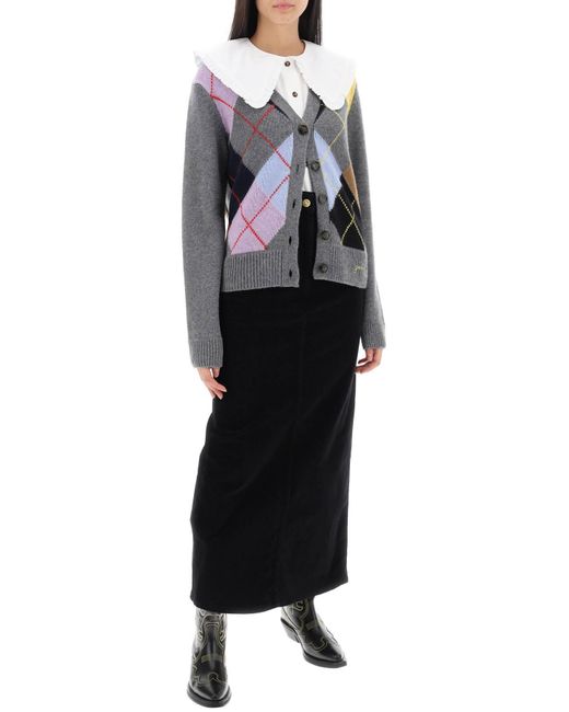 Ganni Black Corduroy Column Skirt