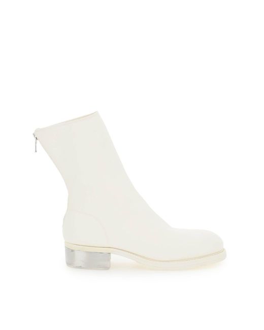 Guidi White Leather Ankle Boots