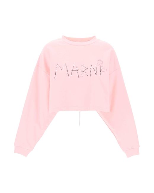 Marni Pink "Organic Cotton Sweatshirt With Hand-Embroid