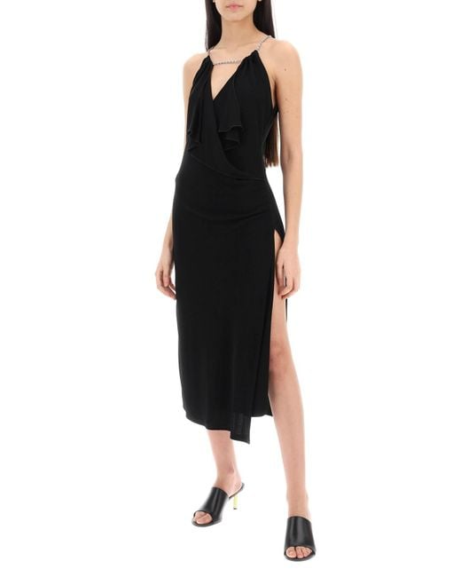 Givenchy Black Midi Dress With Chain Detail