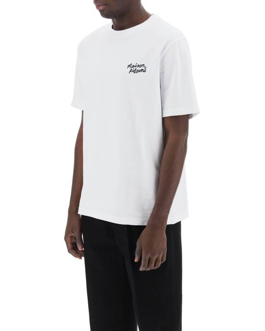Maison Kitsuné White T Shirt With Logo Lettering for men