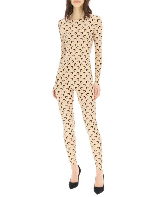 MARINE SERRE Natural All Over Moon Catsuit
