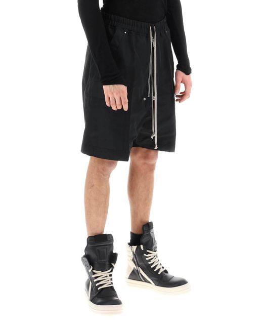 Rick Owens Black Cargo Shorts In Faille for men