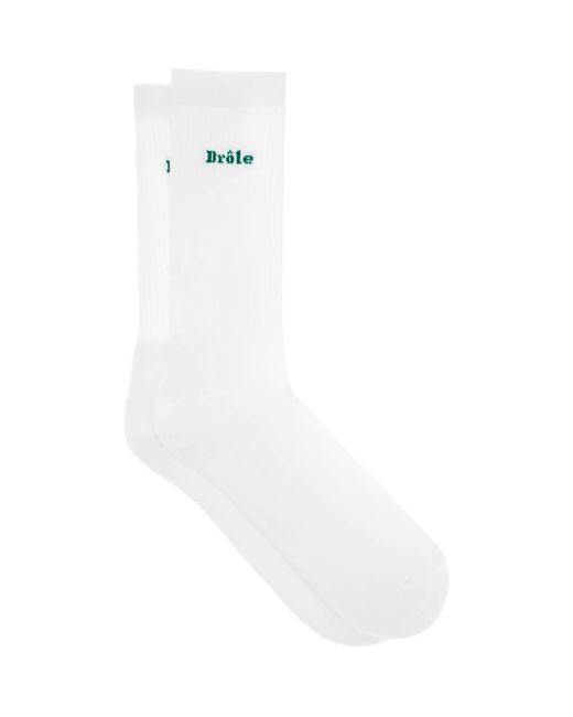 Drole de Monsieur White Logoed Socks for men