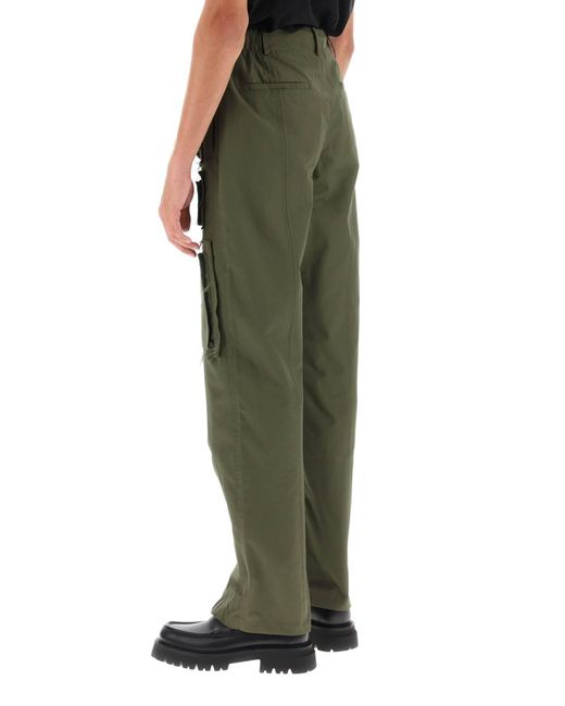 ANDERSSON BELL Green Cargo Pants With Raw-Cut Details for men