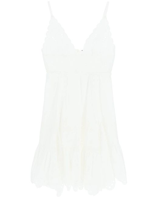 Weekend by Maxmara White 'Alcuno' Scalloped Cotton Broderie Dress