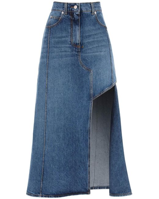 Alexander McQueen Blue Denim Skirt With Cut Out