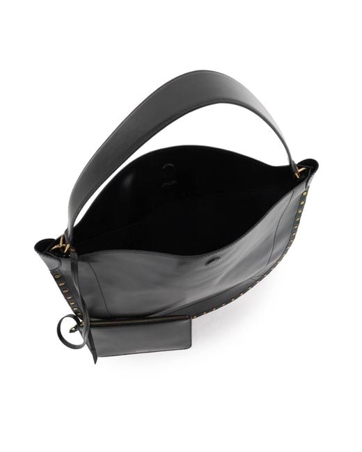 Isabel Marant Black Smooth Leather Hobo Bag With