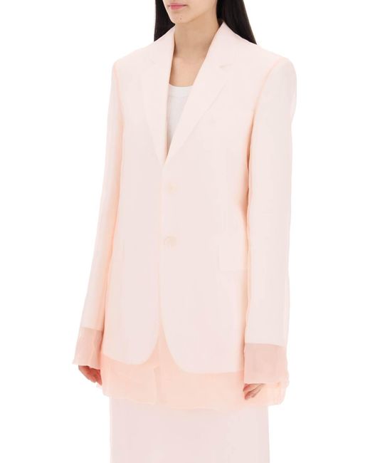 Sportmax Pink Acacia Blazer With Double Layer Of Organ