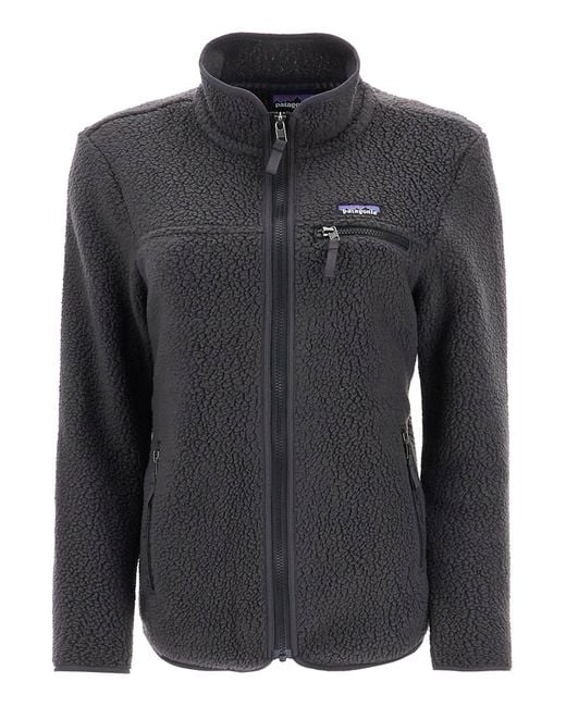 Patagonia retro pile fleece black sales