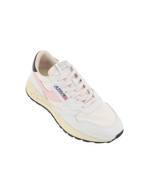 Autry White Low-Cut Nylon And Leather Reelwind Sneakers