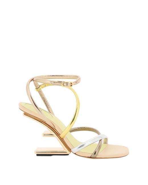 Fendi Leather Laminated Nappa First Sandals in Silver,Gold,Brown ...