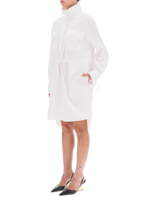 Fendi White Shirt Dress With Ff Baguette Pockets