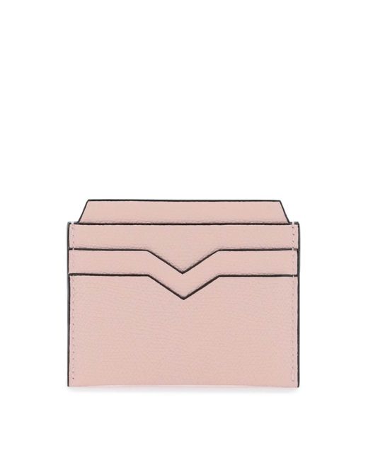Valextra Pink Leather Cardholder