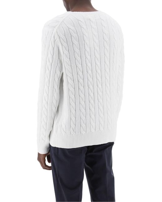 Pullover In Cotone A Trecce di Polo Ralph Lauren in White da Uomo
