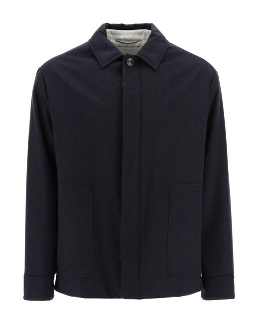 Agnona Silk And Cashmere Shirt Jacket in Blue for Men | Lyst
