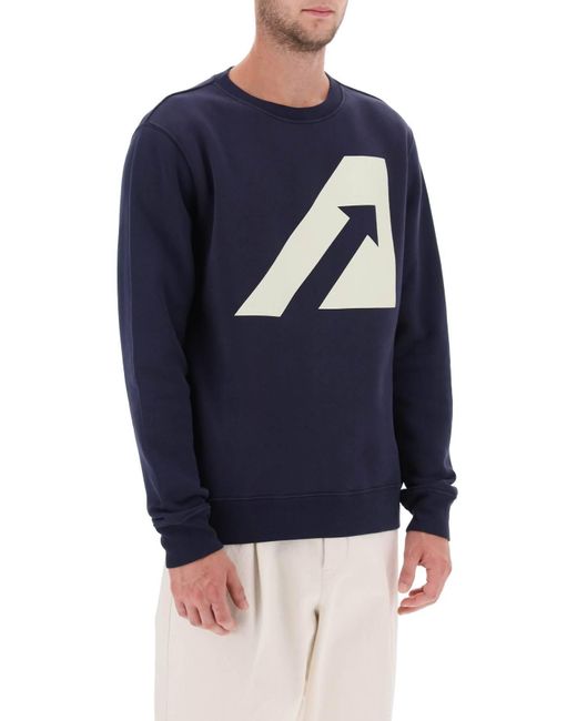 Autry Blue Crew Neck Sweatshirt With Logo Print for men