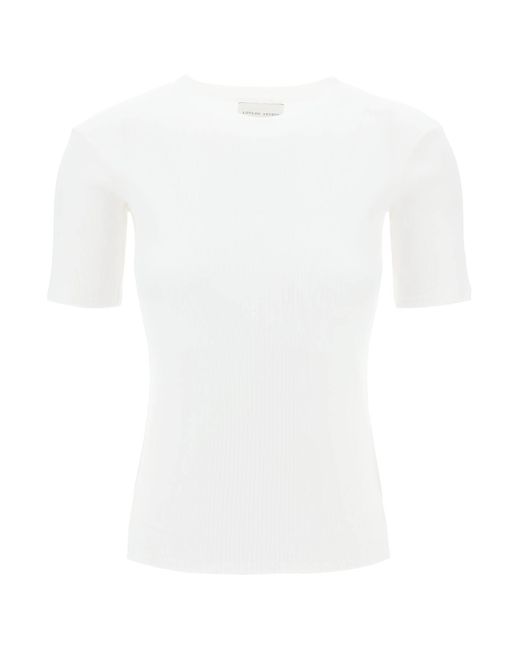 T Shirt Avalyn In Cotone Organico Mercerizzato di Loulou Studio in White