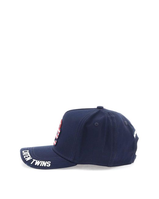 Cappello Baseball Con Patch Ricamato di DSquared² in Blue da Uomo