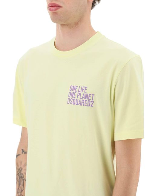 DSquared² Yellow One Life T-shirt for men