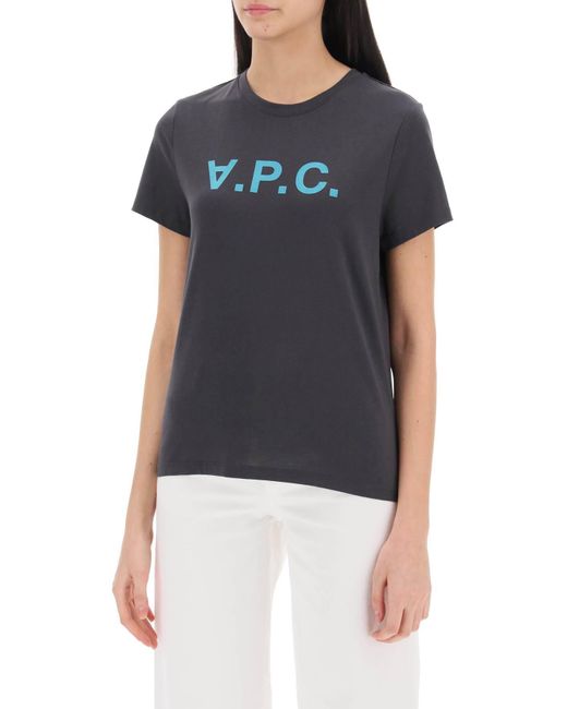 A.P.C. Black T-Shirt With Flocked Vpc Logo
