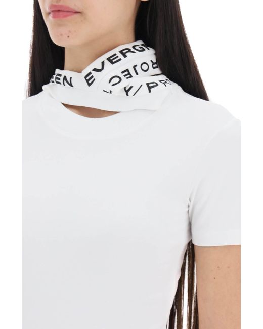 T-Shirt Con Triplo Colletto di Y. Project in White
