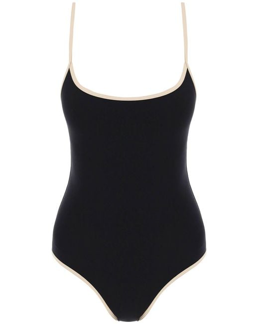 Totême  Black Toteme One-Piece Swimsuit With Contrasting Trim Details