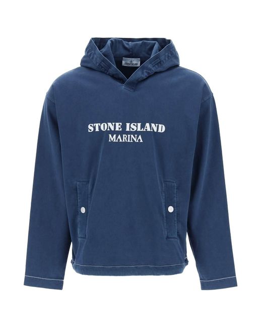 Stone Island Blue Marina 'old' Treatment Hooded for men