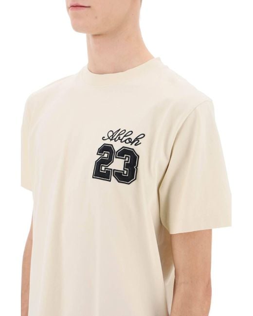 Off- T-Shirt Girocollo Con Logo 23 di Off-White c/o Virgil Abloh in Natural da Uomo