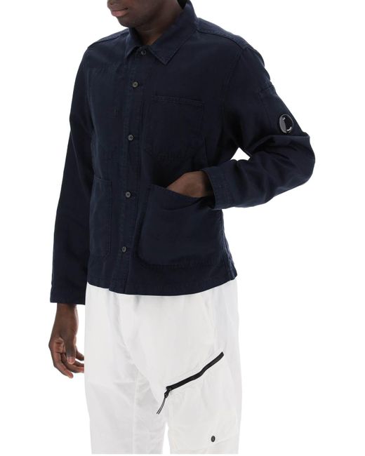 C P Company Blue Multi-Pocket Overshirt for men