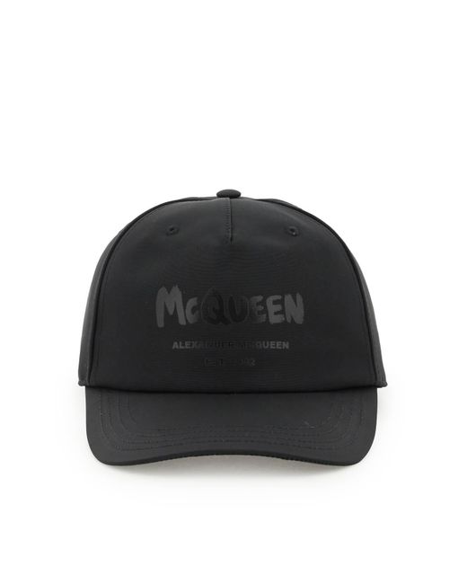 Alexander McQueen Black 'mcqueen Graffiti' Baseball Hat for men