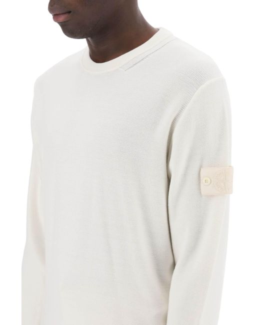 Stone Island White Cotton And Cashmere Ghost Piece Pullover for men