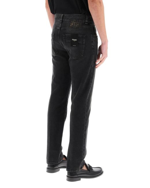 Jeans Regular Fit di Fendi in Black da Uomo