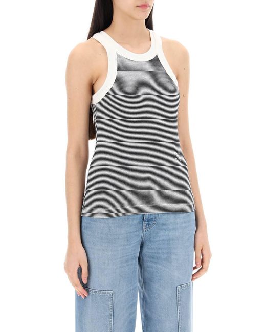 Closed Gray Striped Racer Tank Top