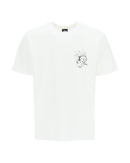 Stussy White Fire Dice T-shirt for men