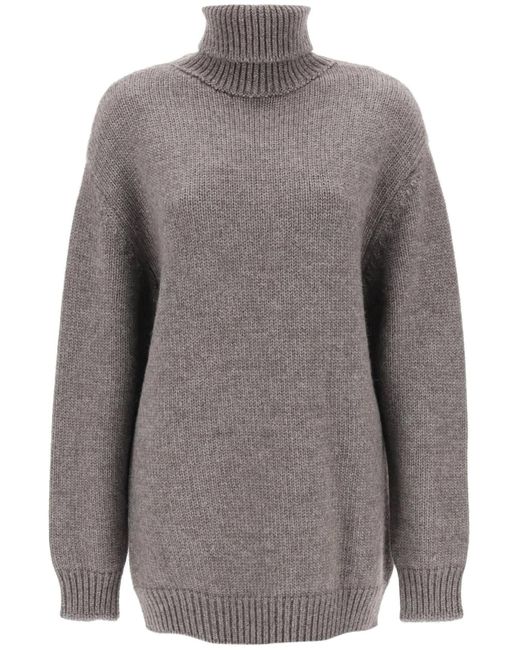 The Row Gray Elu Maxi Turtleneck Sweater