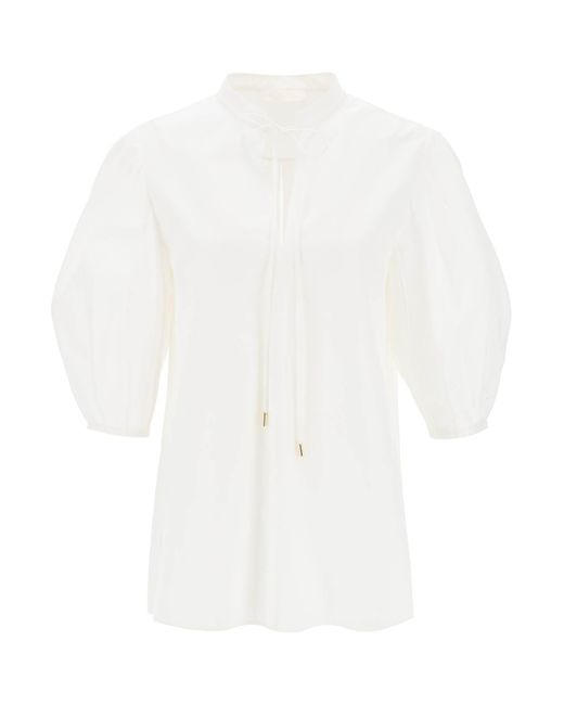 Chloé White Chloe' Lantern Sleeve Tunic Shirt
