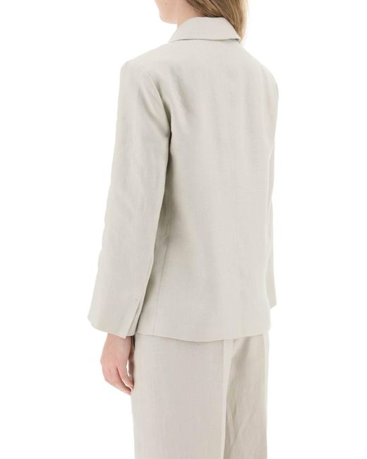 Max Mara White 'Socrate' Linen Blazer