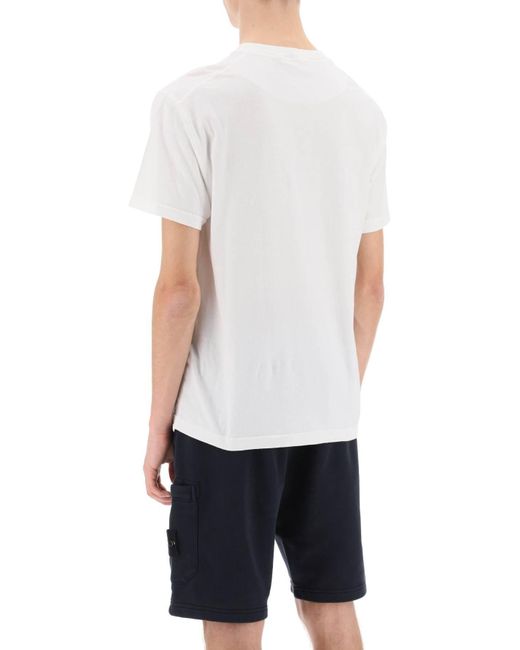 Stone Island White Crew-Neck T-Shirt With Logo Patch for men